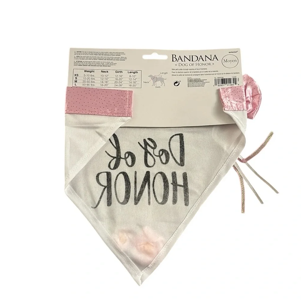 NWT Dog of Honor Wedding Bandana with Pink Bow